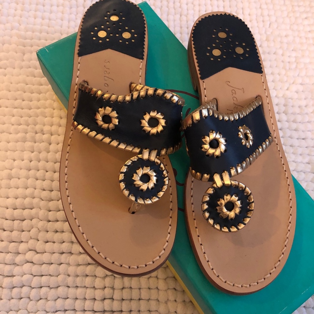 Jack Rodger’s Women’s size 7 Midnight/Gold sandals